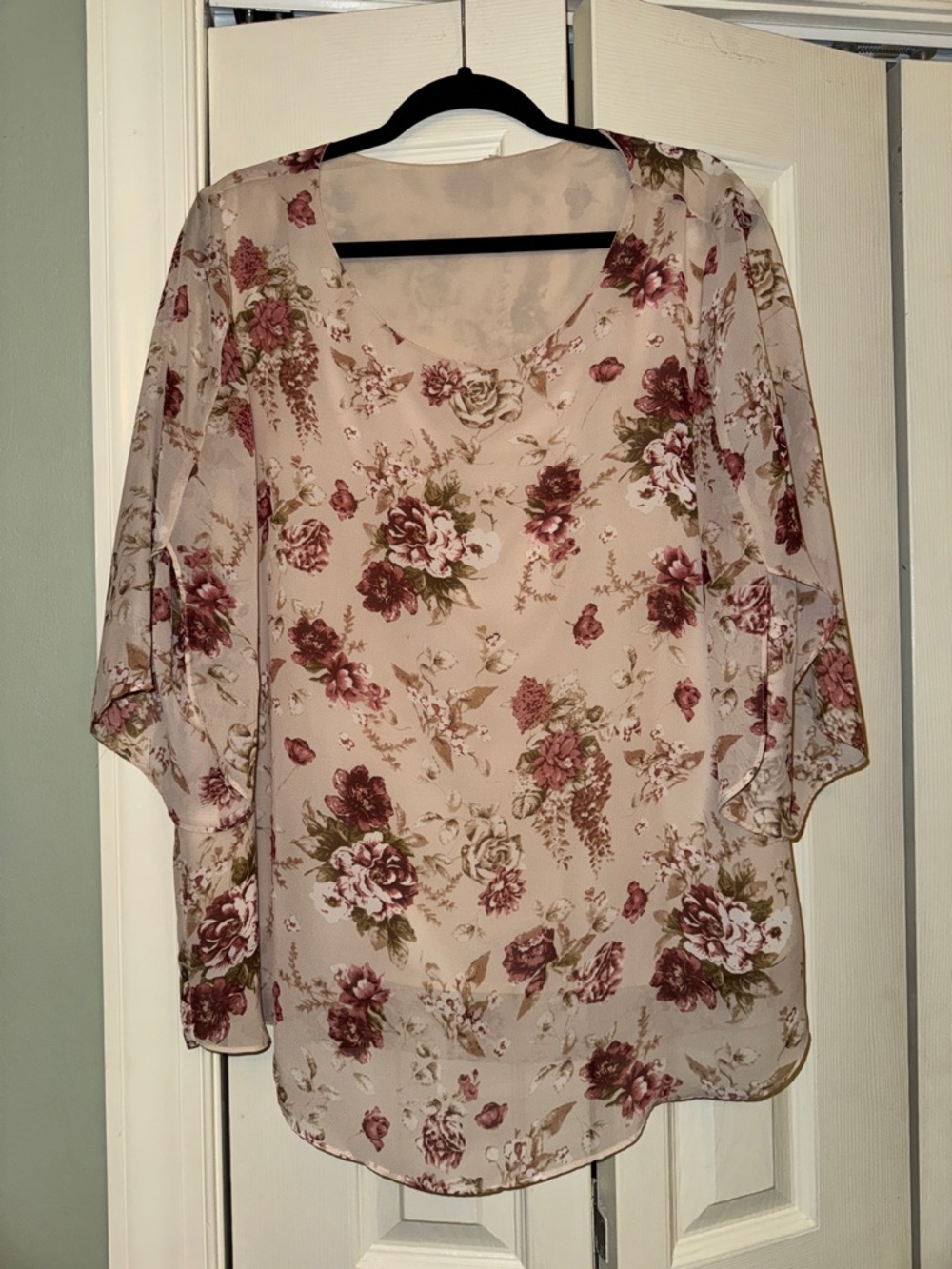Floral Tunic Blouse - Mauve Rose
